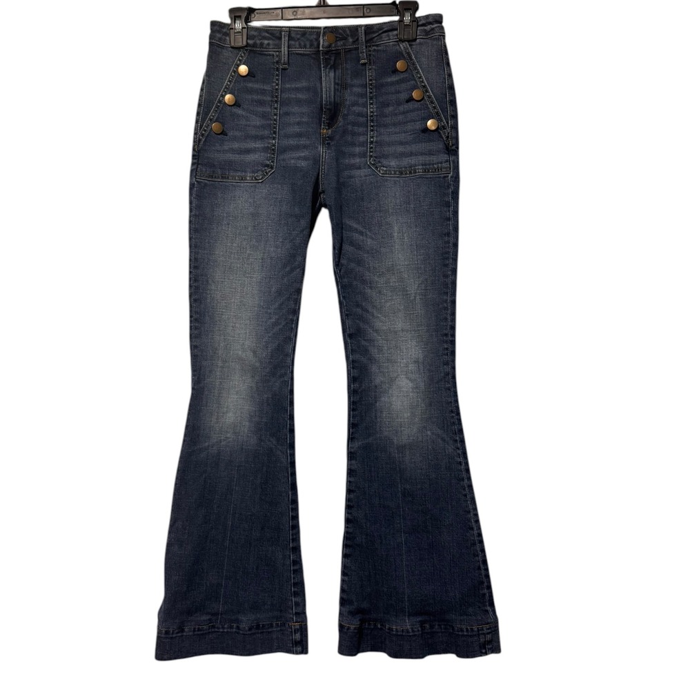 Driftwood Classic Fit Sailor Button Flare Jeans Dark Wash Women's 27 - Picture 2 of 12
